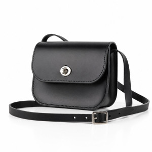 Womens Classic Black Leather Crossbody Shoulder Bag